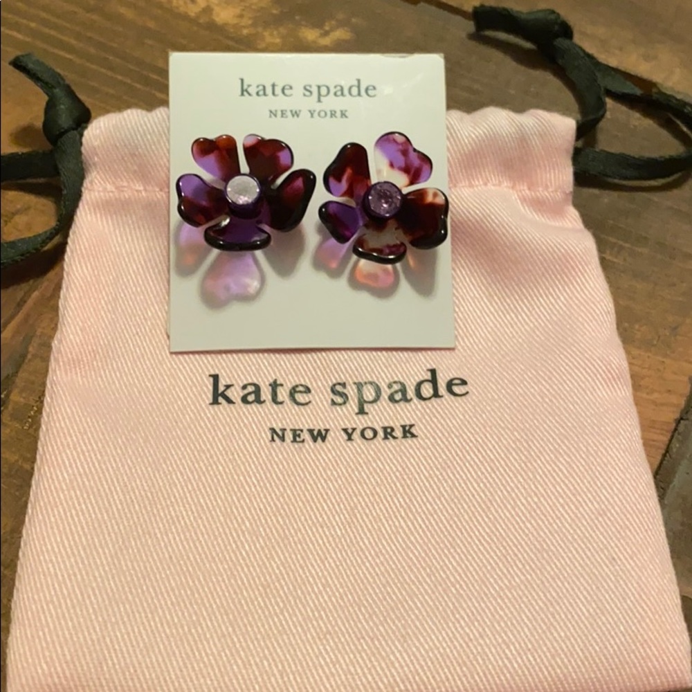 NWT! Kate Spade “Petal Pushers” earrings. Purple - Picture 3 of 10